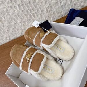 Prada Brown and Cream Slippers